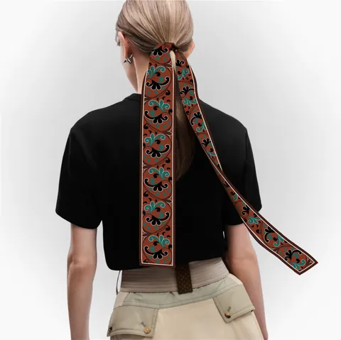 Vintage Van Gogh Art Oil Painting Satin Twilly Scarf For Women Dunhuang Style Hair Band Neck Tie Bag Ribbon Accessories