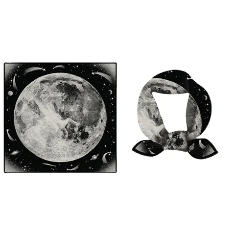 Women Vintage Astronomical Starry Sky Moon Pegasus Print Satin Square Scarf Small Silk Like Twill Decorative Headscarf Neckerchief
