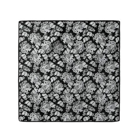 Vintage Paisley Print Satin Square Scarf Black White Neck Scarf Elegant Head Scarf Pocket Square For Women Fashion Accessories