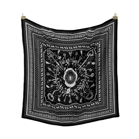 Men Vintage Paisley Key Pattern Square Scarf Satin Silk Look Neckerchief Business Formal Suit Accessory Headscarf Neckerchief