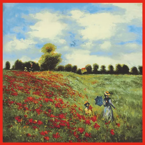 Women Artistic Oil Painting Series Red Floral Satin Small Square Scarf Decorative Twill Neck Scarf Vintage Impressionist Style Accessory