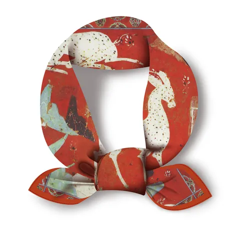 Dunhuang Nine Colored Deer Pattern Satin Square Scarf Women Oriental National Tide Vintage Printed Neck Scarf Hair Wrap Decorative Headscarf