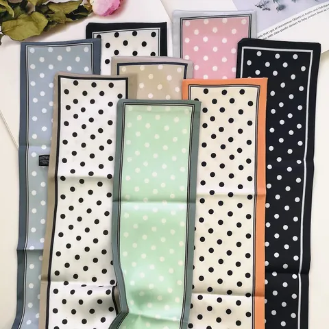 Pañuelo de Satén con Lunares Vintage Francés Para Mujer Pañuelo Estrecho Elegante Diadema Corbata Cinta Para el Pelo Accesorios de Moda