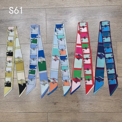 Elegant Women Satin Twilly Scarf Double-Sided Printed Narrow Long Neck Scarf For Bag Handle Hair Ribbon Decor Fashion Accessory