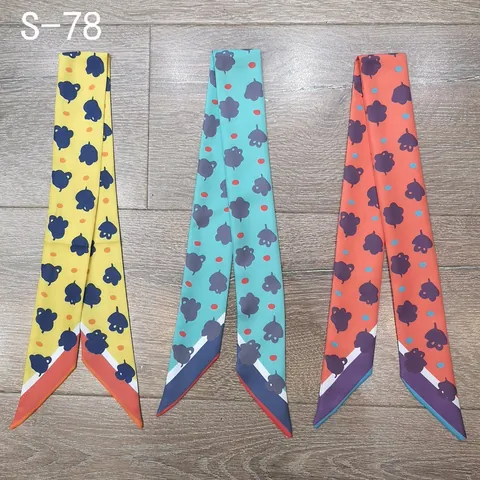 Mujer Satin Twilly Pañuelo Patrón Geométrico Pañuelo Largo Estrecho para Asa de Bolso Cuello Cabello Accesorios Elegante Moda Cinta Pañuelo