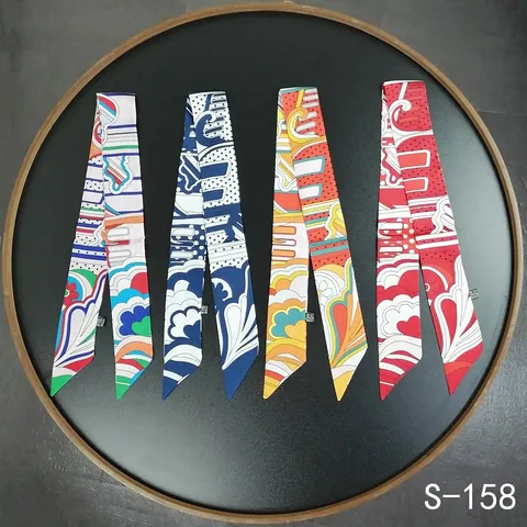 Foulard Donna Moda Stile Coreano in Raso Stampato Stretto per Manico Borsa Collo Decorativo Simil Seta Cerchietto Cravatta
