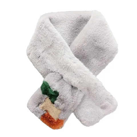 Women Faux Fur Scarf Winter Thick Warm Plush Neck Warmer Cross Pull Design Color Block Fashion Soft Neck Scarf For Outdoor