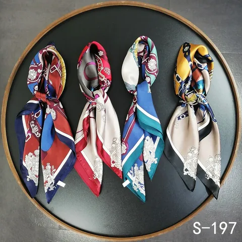 Pañuelo Cuadrado de Satén Ecuestre Vintage para Mujer Estampado de Carruaje Clásico Europeo Bufanda de Cuello Accesorio