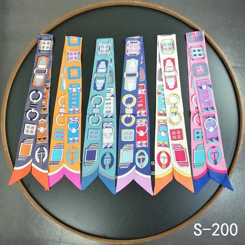 Foulard Twilly in Raso Equestre Retrò per Donna Sciarpa Stretta Geometrica per Manico di Borsa Nastro Decorativo