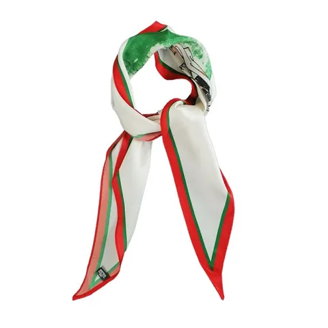 Elegante Satijnen Smalle Lange Sjaal Voor Dames Ruitvormige Nekband Haarrband Tas Decoratie Vintage Bedrukte Accessoire