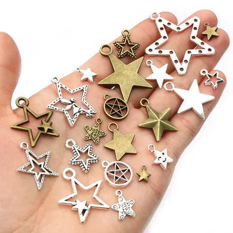 Star Pentagram Alloy DIY Jewelry Making Charms Fairy Hollow Pendant For Necklace Bracelet Antique Silver Bronze Finish Accessories