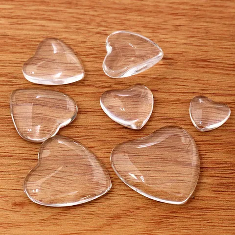 Heart Shaped Transparent Glass Cabochon Patches DIY Jewelry Making Accessories Clear Smooth Surface Jewelry Components For Women