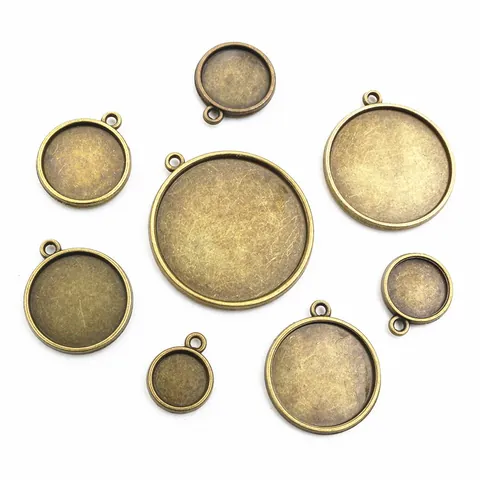 Zinc Alloy DIY Pendant Bezel Settings Round Double Sided Jewelry Making Base Tray For Time Gem Resin Crafting Accessories