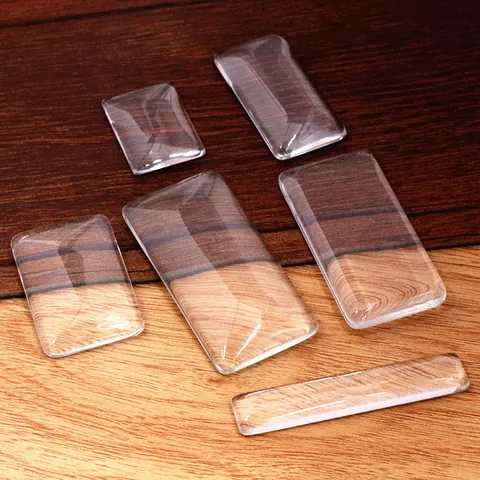 Transparent Rectangular Glass Cabochon Flatback Clear Glass Tiles DIY Jewelry Making Findings For Pendants Keychain Fridge Magnets Supplies