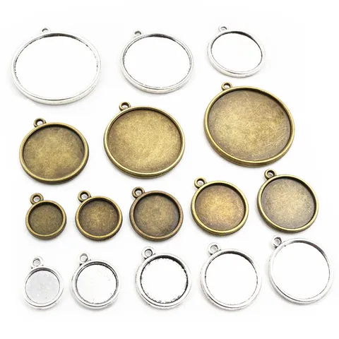 Zinc Alloy DIY Pendant Bezel Settings Round Double Sided Jewelry Making Base Tray For Time Gem Resin Crafting Accessories