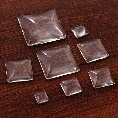 Clear Transparent Square Glass Cabochon Flatback DIY Jewelry Making Findings For Pendants Keychain Magnets Craft Accessories