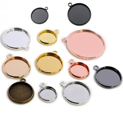 Supports Pendentifs Ronds en Fer Base pour Cabochons Création Bijoux DIY Accessoires Collier Couleurs Mixtes 8mm À 25mm