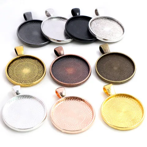 Round Bezel Pendant Trays For DIY Jewelry Making Zinc Alloy Cabochon Settings Vintage Style Base Findings Accessories