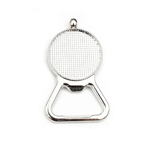 Zinc Alloy DIY Bottle Opener Pendant Tray Base Round Cabochon Setting For Keychain Jewelry Making Crafting Accessories