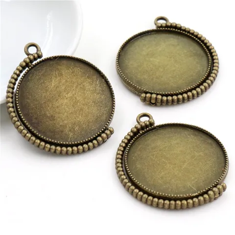 Round Rotating Zinc Alloy Pendant Base Bezel Tray For DIY Jewelry Making Crafts Time Gem Setting Necklace Finding Supplies