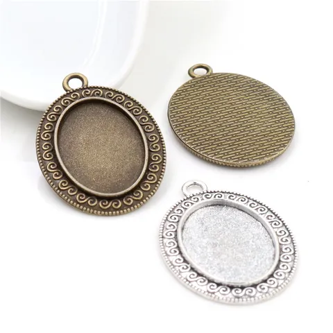 Plateau de Pendentif Ovale Vintage en Alliage de Zinc pour Accessoire de Bijouterie DIY Argent Antique Bronze Base de Bijoux