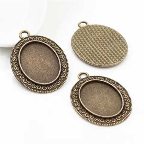 Plateau de Pendentif Ovale Vintage en Alliage de Zinc pour Accessoire de Bijouterie DIY Argent Antique Bronze Base de Bijoux