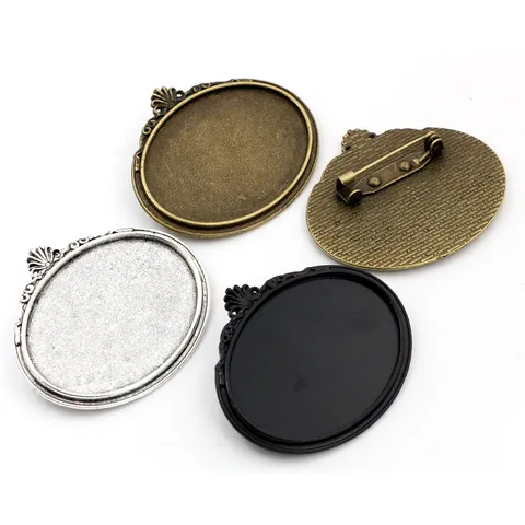 Vintage Zinklegierung Oval Brosche Anhänger Basis DIY Schmuckherstellung Zubehör Cabochon Fassung