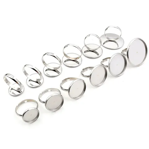 Basi per Anelli Piatti Tondi in Acciaio Inossidabile per Creazione Gioielli Fai da Te Vassoio per Anelli Cabochon Regolabile Accessori Artigianali