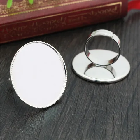 Basi per Anelli Regolabili in Rame per Creazione Gioielli DIY Vassoio Tondo Ovale Vintage Componenti per Pietre Preziose