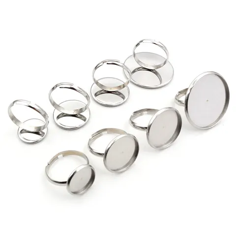 Basi per Anelli Piatti Tondi in Acciaio Inossidabile per Creazione Gioielli Fai da Te Vassoio per Anelli Cabochon Regolabile Accessori Artigianali