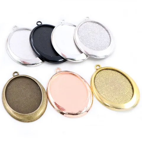 Vintage Alloy Oval Pendant Base Settings For DIY Jewelry Making Retro Style Time Gem Trays Crafting Accessories