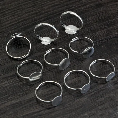 Basi per Anelli in Ferro Argento Regolabili con Vassoio Tondo Piatto per Gioielli Fai da Te Componenti per Anelli Artigianali Vintage