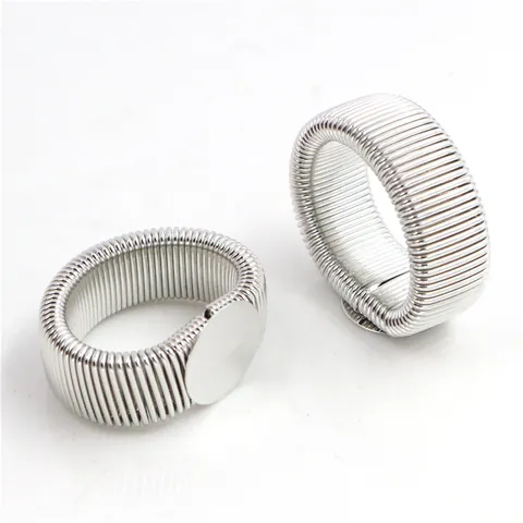 Iron Elastic Spring Ring Base Tray Round Setting For DIY Jewelry Making Vintage Style Gold Silver Bronze Tone Findings