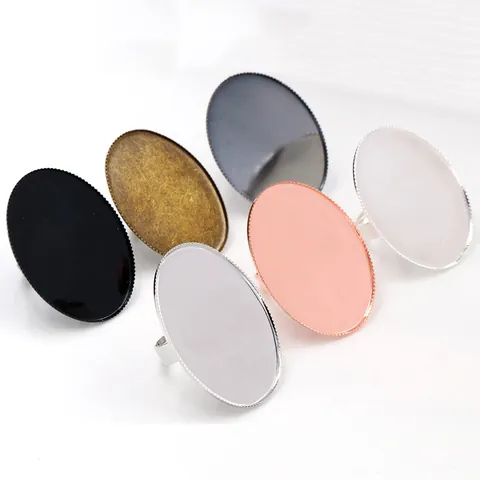Adjustable Oval Ring Base Settings Iron Tray Settings For DIY Jewelry Making Findings Vintage Style Multi Colors Ring Trays