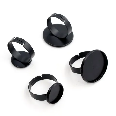 Base per Anello DIY Regolabile in Ferro Vassoio a Castone Tondo per Incastonatura Cabochon Componenti per Gioielli Fai da Te Accessorio Fatto a Mano