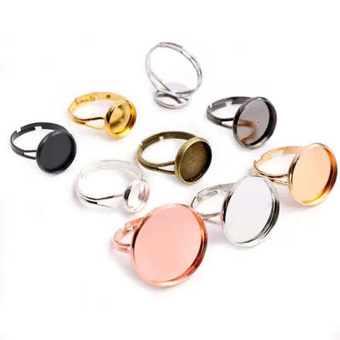Adjustable Iron Ring Base Bezel Settings With Round Flat Tray For DIY Jewelry Making Vintage Handmade Metal Components