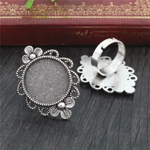 Base de Anillo Redonda de Aleación de Zinc Retro para Creación de Joyas DIY Ajustes de Cabujón Anillo Abierto Ajustable