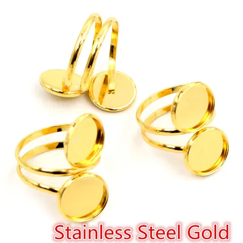Adjustable Stainless Steel Ring Base Cabochon Bezel Settings For DIY Jewelry Making Vintage Style Craft Supplies Parts