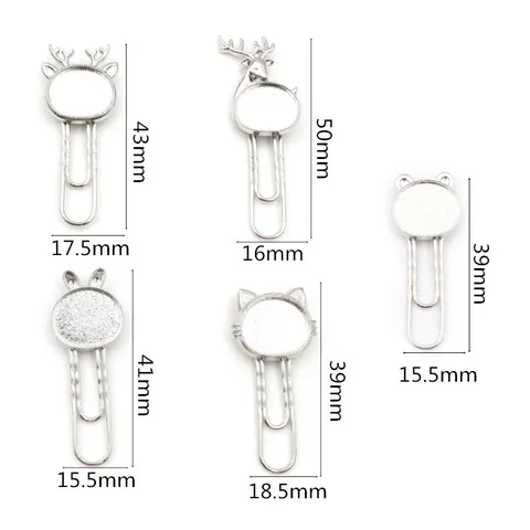 Alloy Animal Shaped DIY Paperclip Bookmark Tray For Jewelry Making Gemstone Bezel Base Deer Cat Rabbit Bear Craft Accessory