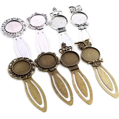 Base per Segnalibro in Lega di Zinco Vintage per Creazione di Gioielli DIY Vassoio a Castone Bronzo Antico Argento Gufo Corona Design Cartoleria Regalo