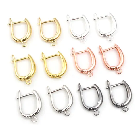 Copper Leverback Ear Hooks With Loop For DIY Earring Jewelry Making Findings U-Shape Earring Parts Jewelry Accessories