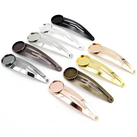 DIY Iron Hair Clip Base Round Bezel Cabochon Tray BB Hair Clip Findings For Hand-made Jewelry Crafting Making Accessories