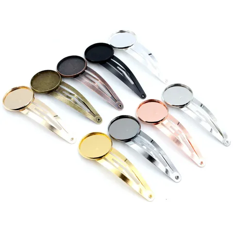 DIY Iron Hair Clip Base Round Bezel Cabochon Tray BB Hair Clip Findings For Hand-made Jewelry Crafting Making Accessories