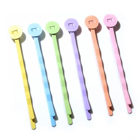 DIY Candy Color Metal Bobby Pins With Tray Base Round Flat Pad Hair Clips For Jewelry Making Handmade Hair Accessories