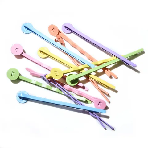 DIY Candy Color Metal Bobby Pins With Tray Base Round Flat Pad Hair Clips For Jewelry Making Handmade Hair Accessories