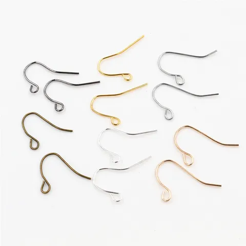DIY Jewelry Making Earring Hooks Iron Metal Fish Hook Earwire Findings Gold Silver Bronze Handmade Craft Materials