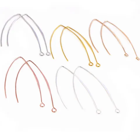 French V Shaped Ear Hooks Copper Electroplated Earring Jewelry Findings For Women DIY Earring Components Gold Silver Rose Gold Style