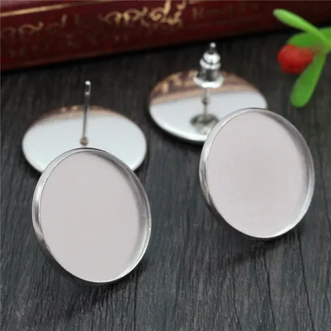 Stainless Steel Round Earring Stud Base Tray Flat Pad Post For DIY Jewelry Making Handmade Earring Findings Accessories