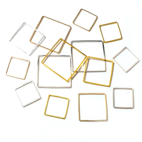 Square Hollow Open Frame Copper Jewelry Making Findings DIY Geometric Earring Necklace Connector Handcrafted Accessories