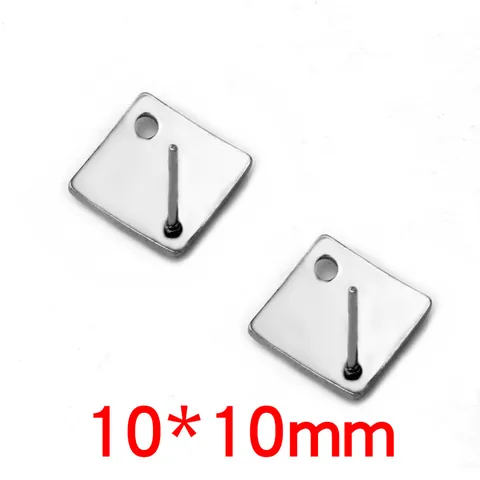 316 Stainless Steel Geometric Earring Posts With Holes For DIY Jewelry Making Findings Square Rectangle Oval Gold Steel